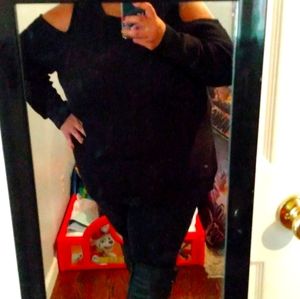 Black open shoulder sweater
